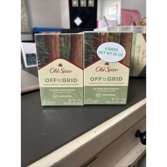 Old Spice Other - Old Spice Off The Grid Sandalwood Aloe Vera‎ Bar Soap 4 Pack 20oz Total NEW